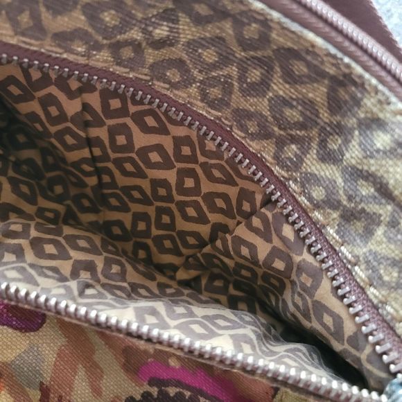 Fossil Handbag Mixed Media Boho Print Canvas Crossbody Bag Strap - Picture 6 of 15